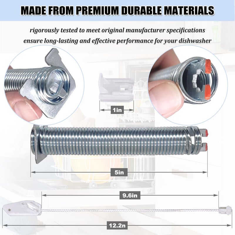 eHuangTools UPGRADED 12004119 Dishwasher Door Spring & Cable Set - Dishwasher Door Hinge Replacement 00754866, AP5953108, PS10061222, PD00041424 - Image 3